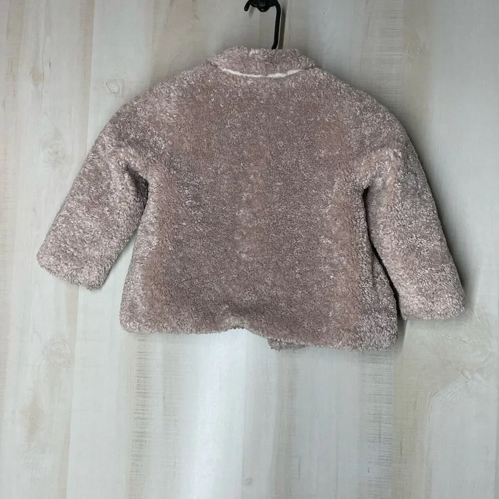 ZARA baby light pink‎ mauve sherpa coat, 3-4 years